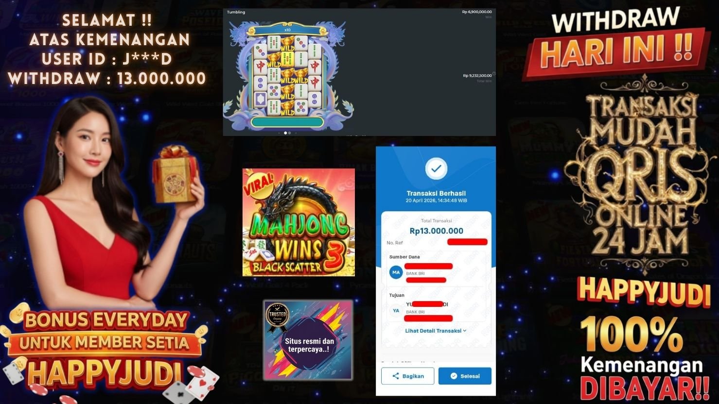 HAPPYJUDI JACKPOT SLOT MAHJONG WINS 3 - BLACK SCATTER